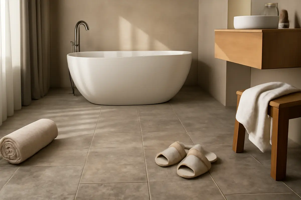 Pavimento bagno effetto pietra: come dona eleganza senza perdere in praticità
