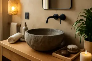 Lavabo in pietra naturale: vantaggi autentici che trasformano il bagno in una mini spa domestica
