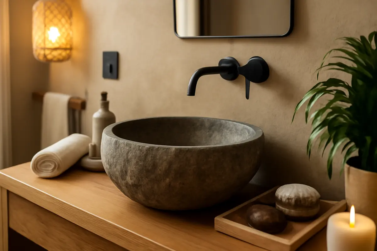 Lavabo in pietra naturale: vantaggi autentici che trasformano il bagno in una mini spa domestica