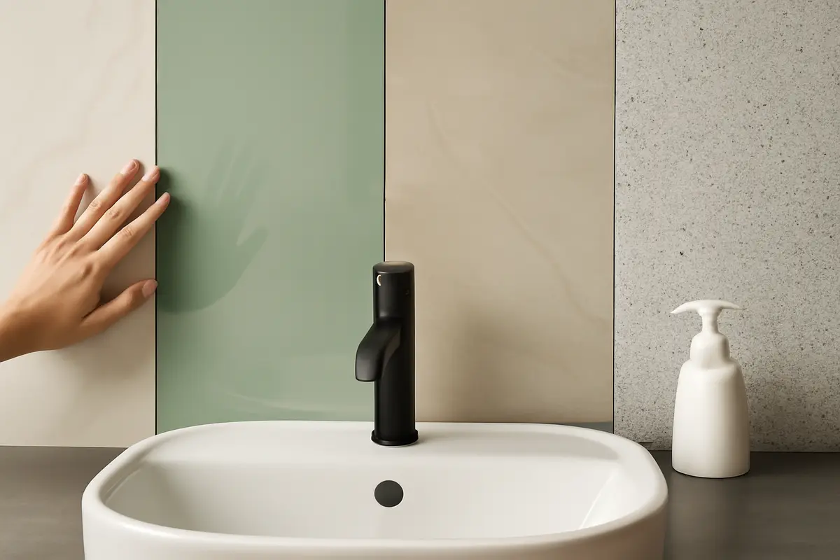 Quali materiali per la parete dietro il lavabo sono trend quest’anno? Scelte innovative che facilitano la pulizia