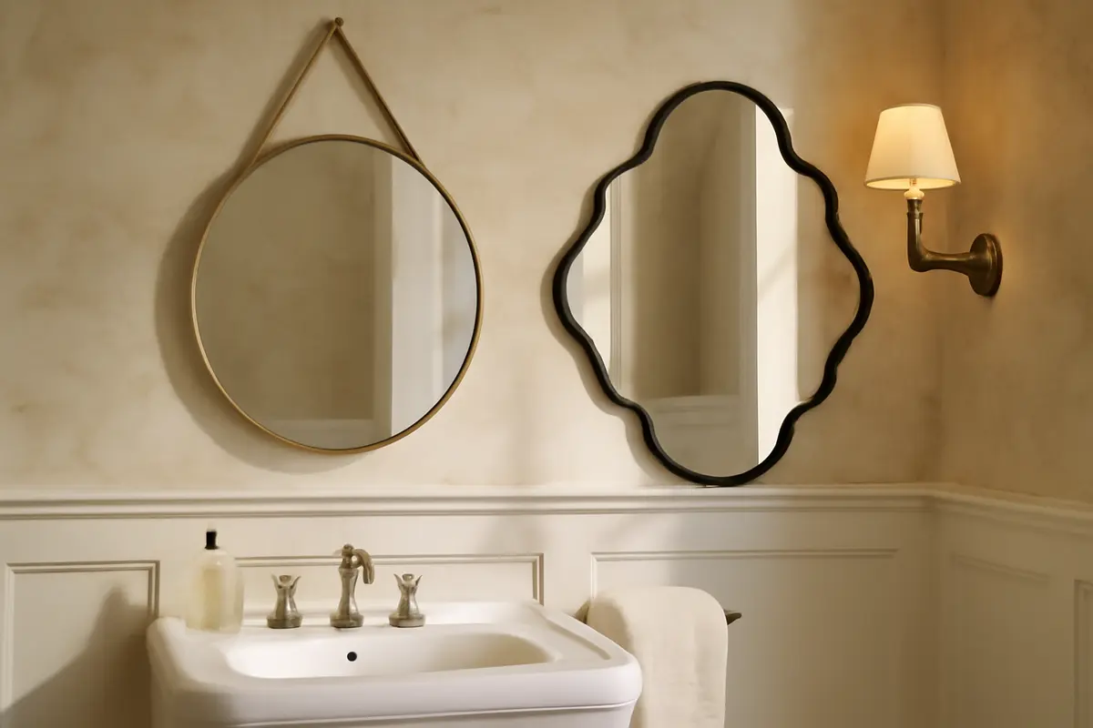 Specchi rotondi o sagomati in bagno: il trucco per dare movimento anche agli ambienti più classici
