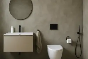 Parete effetto cemento spatolato in bagno: la tecnica per ambienti contemporanei e facili da pulire