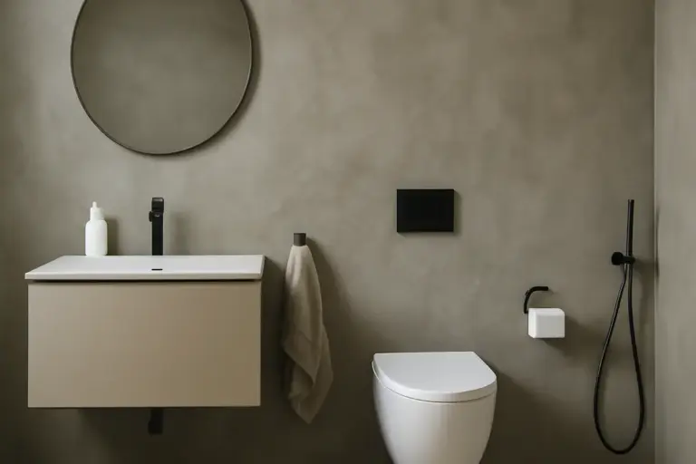 Parete effetto cemento spatolato in bagno: la tecnica per ambienti contemporanei e facili da pulire
