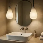 Lampade pendenti in bagno sopra il lavabo: soluzione scenografica che illumina meglio di quanto immagini