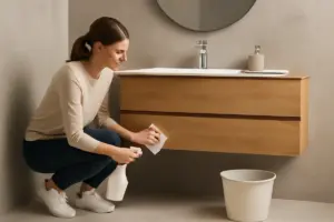 Arredo bagno sospeso e rivestimenti continui: come semplificano la pulizia quotidiana